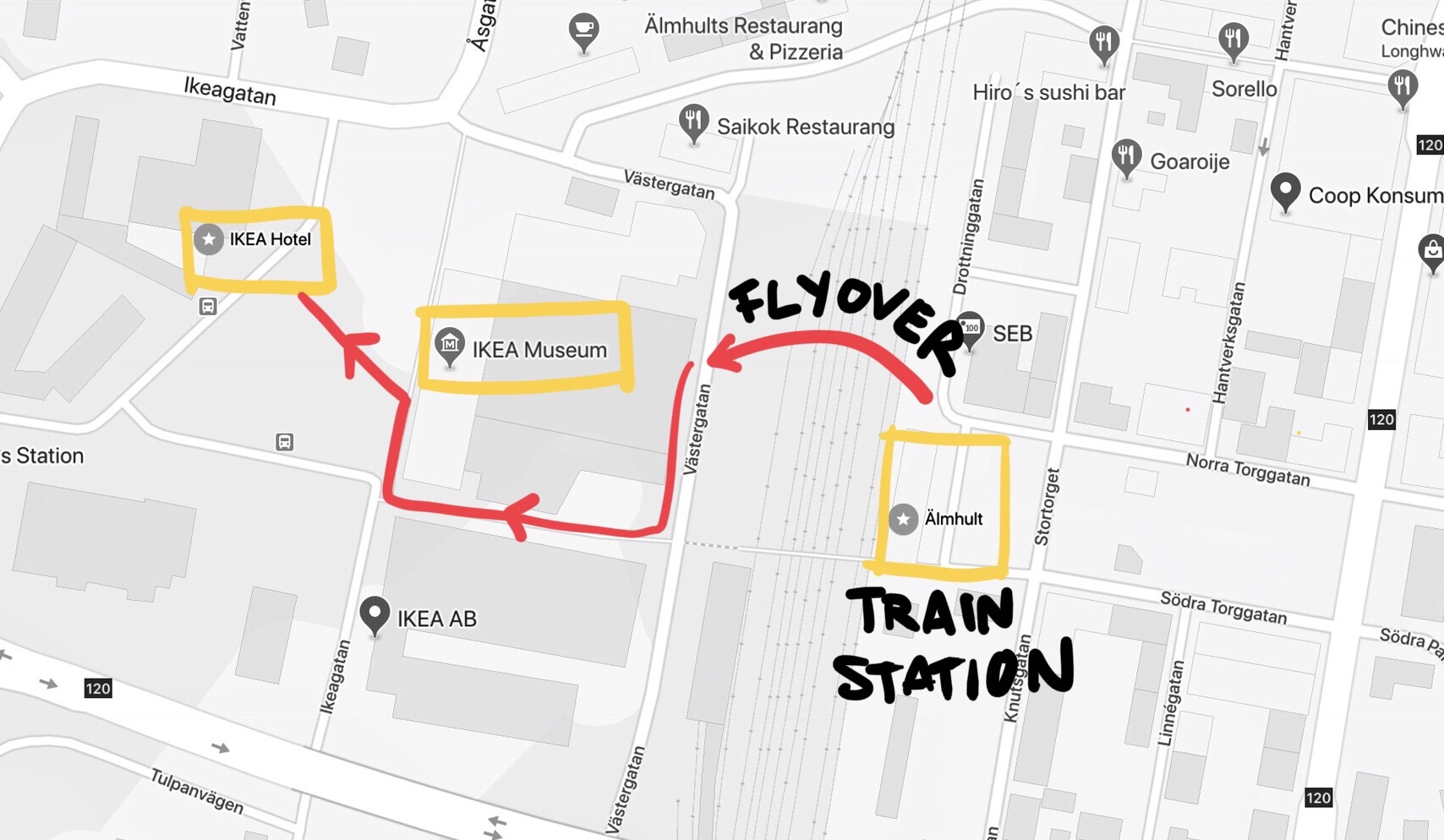 Almhult station to IKEA